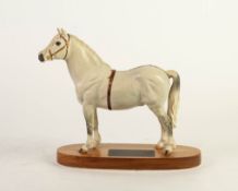 BESWICK CONNOISSEUR BISQUE PORCELAIN MODEL OF A WELSH MOUNTAIN PONY, ‘CHAMPION’, ON WOODEN BASE,