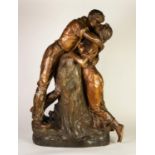 IMPRESSIVE LATE NINETEENTH CENTURY FRIEDRICH GOLDSCHEIDER BRONZED AND PARCEL GILT TERRACOTTA