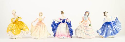 FIVE ROYAL DOULTON CHINA FIGURES, comprising: ?The Last Waltz?, HN2315, ?Deborah? (figure of the