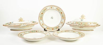 TWENTY EIGHT PIECE COPELAND ROMA PATTERN MONOGRAMMED POTTERY PART DINNER SERVICE, with slender,