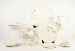 ROYAL DOULTON PILLAR ROSE PATTERN CHINA DINNER AND COFFEE SERVICE for eight persons, complete,