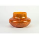 ROYAL LANCASTRIAN ORANGE VERMILLION GLAZED POTTERY VASE, of squat form with short, straight neck, 6?