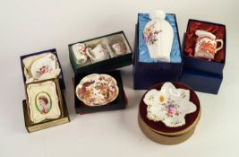 FIVE PIECES OF MODERN ROYAL CROWN DERBY CHINA IN ORIGINAL BOXES, comprising: MODERN ?DERBY POSIES?