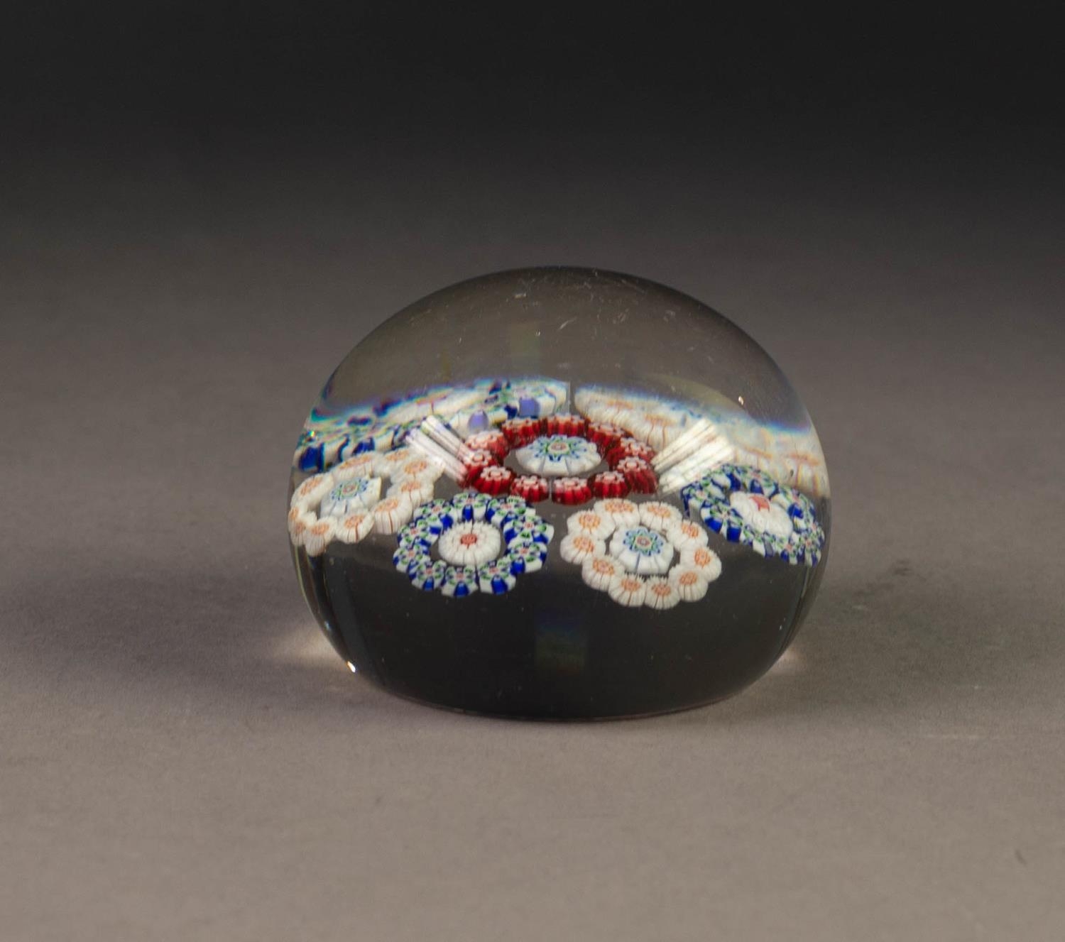 OLD MILLEFIORI GLASS PAPERWEIGHT, containing seven circular flowerheads in coloured canes, 2 ¼? (5. - Image 2 of 2