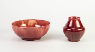 PILKINGTONS RED VEINED OPALESCENT GLAZED POTTERY BOWL, of steep sided, footed form, 3? (7.6cm) high,