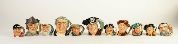 ELEVEN ROYAL DOULTON SMALL CHARACTER JUGS; THE LAWYER, LONG JOHN SILVER (D6386), GLADIATOR (