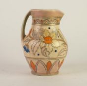 CHARLOTTE RHEAD FOR CROWN DUCAL ?ANKARA? PATTERN TUBE LINED JUG, of baluster form with loop