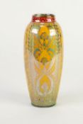 PILKINGTONS LUSTRE GLAZED POTTERY VASE BY WILLIAM S. MYCOCK, of slender ovoid form, painted with