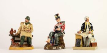 THREE ROYAL DOULTON CHINA SEATED FIGURES, comprising: Captain Cook, HN2889 (no name or number), ?