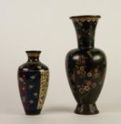 TWO JAPANESE LATE MEIJI PERIOD CLOISONNÉ VASES, one of ovoid form with flared neck, decorated in