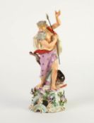 LATE NINETEENTH CENTURY PORCELAIN FIGURE OF NEPTUNE, painted in colours and gilt and modelled