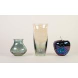 THREE PIECES OF IRIDESCENT GLASS, comprising: TWO VASES, 9? and 4 ¾? (22.9cm and 12cm) high, and