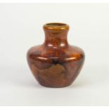 PILKINGTONS BROWN AND AMBER AVENTURINE OR SUNSTONE GLAZED POTTERY VASE, of compressed form with