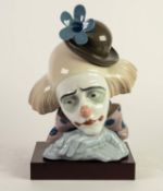 MODERN LLADRO PORCELAIN CLOWN?S HEAD, 5130, 10 ½? (26.7cm) high, on wood effect oblong base, printed