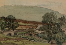 IAN GRANT (1904 - 1993) WATERCOLOUR DRAWING Scottish Barn Labelled verso 9 3/4in x 14 1/4in (25 x