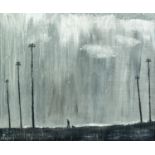 VINCENT DOTT (TWENTIETH/ TWENTY FIRST CENTURY) MONOCHROME OIL ON BOARD ?Quiet Walk? Signed, titled