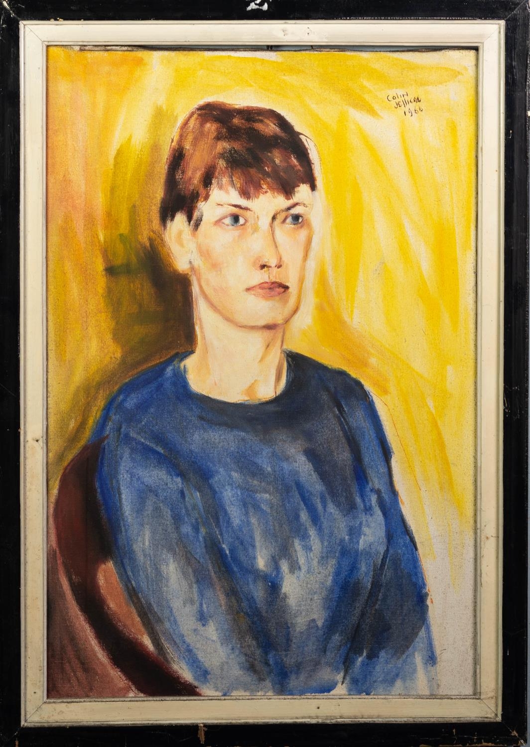 COLIN JELLICOE (1942-2018) OIL ON CANVAS Half-length female portrait Signed and dated 1966 23 ½? x - Image 2 of 2