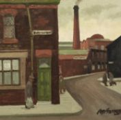 ROGER HAMPSON (1925 - 1996) OIL PAINTING ON BOARD Bury Old Road, Bolton Signed lower right, titled