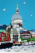 DYLAN IZAAK (MODERN) ACRYLIC ON ALUMINIUM ?River View of St. Pauls? Initialled, titled to gallery