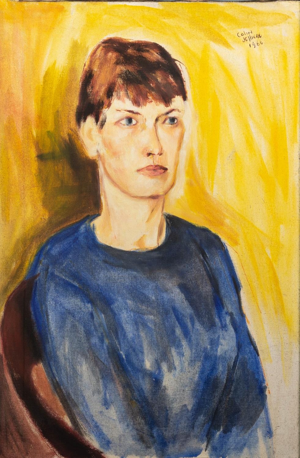 COLIN JELLICOE (1942-2018) OIL ON CANVAS Half-length female portrait Signed and dated 1966 23 ½? x
