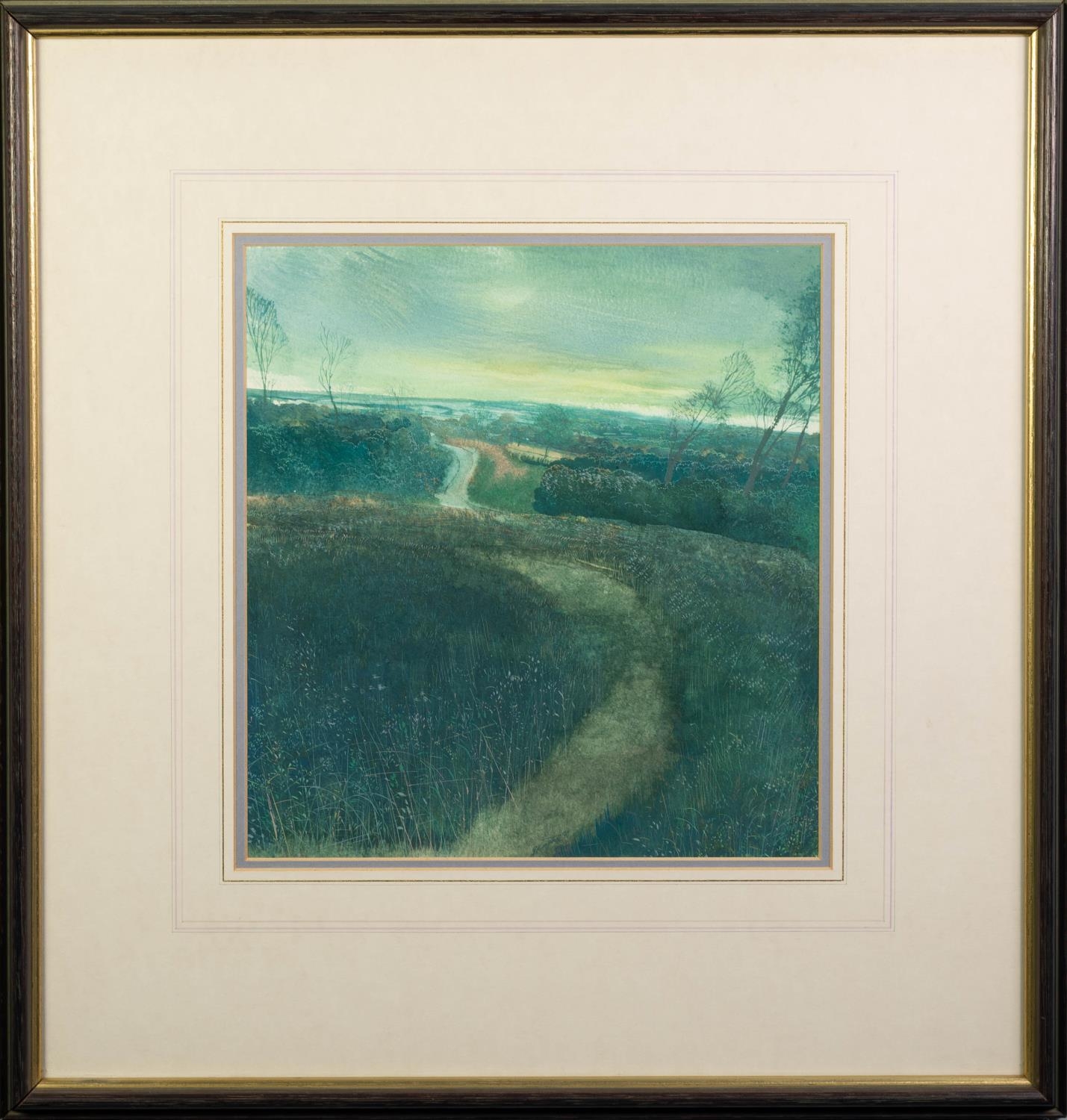 J KIMPTON WATERCOLOUR DRAWING Landscape at dawn Signed and dated (19)90 lower centre 11 1/4in x 10 - Image 2 of 2