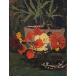 ATTRIBUTED TO HARRY RUTHERFORD TWO OIL PAINTINGS ON BOARD 'House Plants' 11in x 8 1/4in (28 x