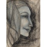 GOLDA ROSE (1921-2016) MIXED MEDIA ON PAPER Female head portrait, side on Signed 10 ½? x 7 ¾? (26.