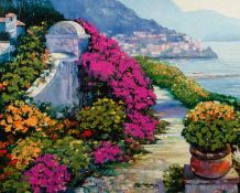 HOWARD BEHRENS (1933-2014) ARTIST SIGNED LIMITED EDITION COLOUR PRINT ON CANVAS ?Near Amalfi?, (