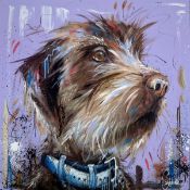 SAMANTHA ELLIS (b.1992) MIXED MEDIA ON CANVAS ?Furry Friend? Signed, titled to gallery label verso