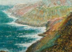 MARGARET GUMUCHIAN (1928 - 1999) GOUACHE DRAWING Mynydd Mawr, Aberdaron, Llyn Peninsular, North