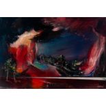 DAVID WILDE (1918-1974) ACRYLIC ?Electrical Storm, Lyn Ogwen? Signed and tilted 7 ¼? x 10 ¾? (18.4cm