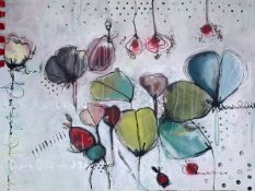 ANNIE RODRIGUE (MODERN) MIXED MEDIA ON CANVAS ?Eruptus Et Limetre? Signed, titled to canvas verso