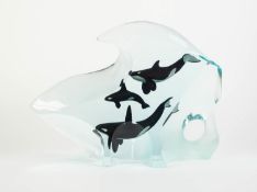 ROBERT WYLAND (b.1956) LIMITED EDITION LUCITE SCULPTURE ?Orca Harmony?, (767/950), with