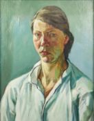 KATE DAVIES (1987-2021) OIL ON BOARD Self Portrait Unsigned 19 ½? x 15 ½? (49.5cm x 39.4cm)