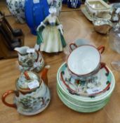 ROYAL DOULTON CHINA CRINOLINE FIGURE 'ELEGANCE'M HN2264, SET OF 9 CAULDON CHINA 'EARLY ENGLISH'