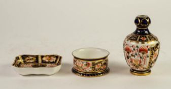 THREE SMALL PIECES OF ROYAL CROWN DERBY, comprising: OVOID VASE WITH ONION NECK, 4? (10.2cm) high,