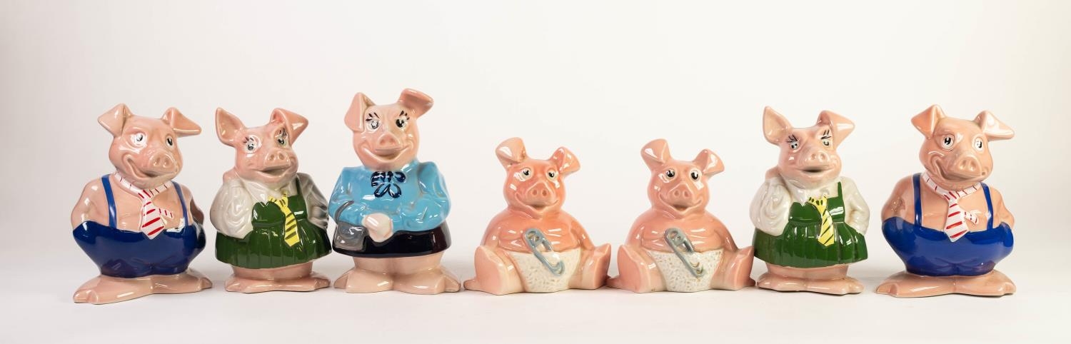 COLLECTION OF SEVEN WADE POTTERY ?NAT WEST? PIG MONEY BANKS, comprising: LADY HILLARY, MAXWELL, (