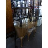 A BLEACHED WALNUT KIDNEY SHAPE DRESSING TABLE AND STOOL