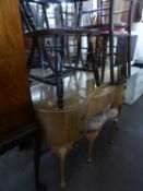 A BLEACHED WALNUT KIDNEY SHAPE DRESSING TABLE AND STOOL