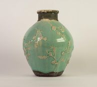 CHINESE PROVINCIAL WARE PORCELANEOUS OVOID VASE WITH SHORT CYLINDRICAL NECK, the principal body
