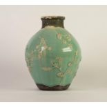 CHINESE PROVINCIAL WARE PORCELANEOUS OVOID VASE WITH SHORT CYLINDRICAL NECK, the principal body