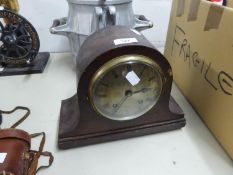 NAPOLEON'S HAT SHAPED OAK MANTEL CLOCK