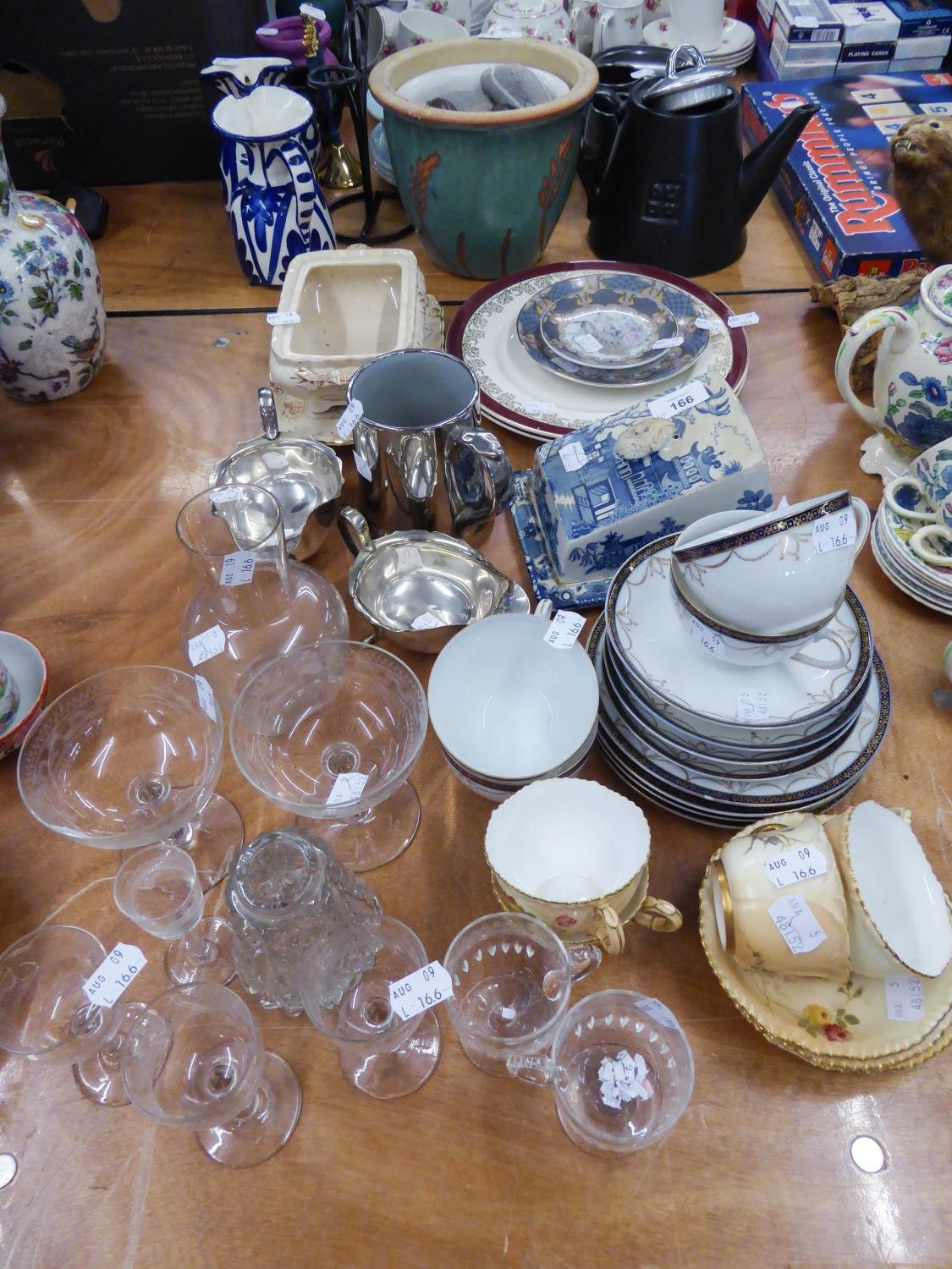 A SELECTION OF CHINAWARE ETC... TO INCLUDE; FOUR LATE VICTORIAN ROYAL WORCESTER FLORAL PRINTED ON