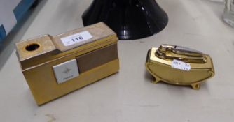 RONSON 'VARIFLAME' GILT METAL CASED TABLE LIGHTER (A.F.), AND A LARGE PRINCE ESPER ELECTRONIC