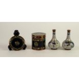 FOUR SMALL PIECES OF CLOISONNÉ?, comprising: PAIR OF BOTTLE VASES, decorated with dragons and