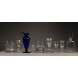 MODERN BRISTOL BLUE GLASS EWER, 7? (17.8cm) high, engraved ?Bristol? to the base, together with a