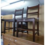 PAIR OF NINETEENTH CENTURY COUNTRY OAK AND ELM BAR BACK SINGLE CHAIRS, EACH WITH MOULDED BACK RAILS,