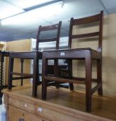 PAIR OF NINETEENTH CENTURY COUNTRY OAK AND ELM BAR BACK SINGLE CHAIRS, EACH WITH MOULDED BACK RAILS,