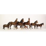 SEVEN BESWICK BROWN GLOSS CHINA MODELS OF HORSES, comprising: SPIRIT OF THE WIND, NEW FOREST