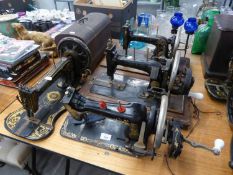 VESTA B VINTAGE MANUAL SEWING MACHINE, SUPER VINTAGE MANUAL SEWING MACHINE, ANOTHER AND A CASE (